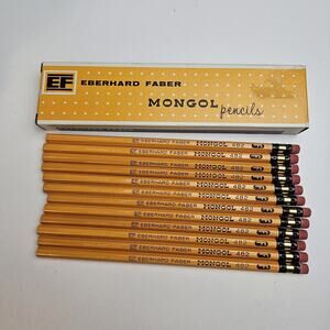 NOS Eberhard Faber Mongol 482 No 2 Pencils One Dozen 12 UNSHARPENED in Box USA
